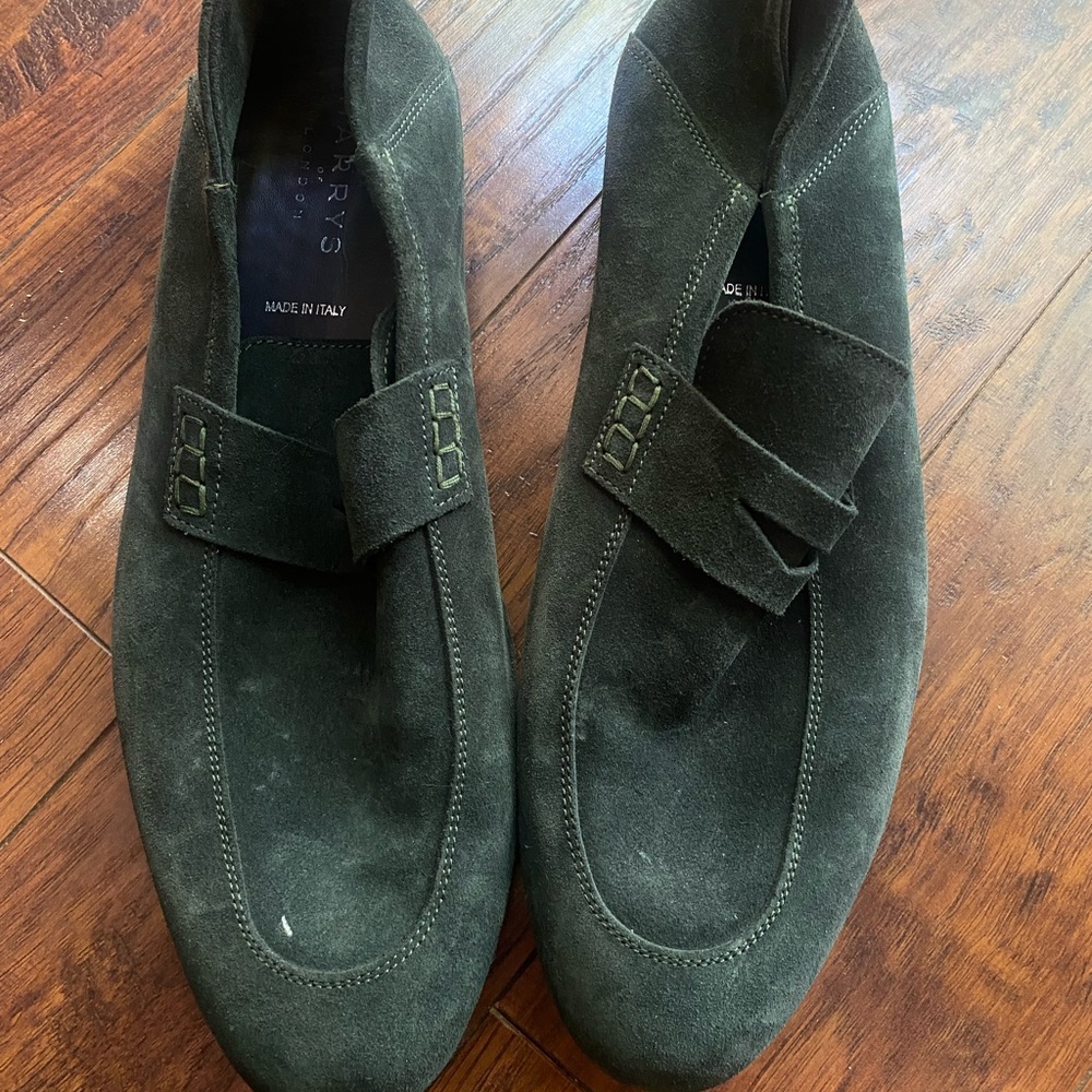Harry's of London suede loafers size 9.5 / 43.5 green slip on men's loafers - Picture 4 of 12